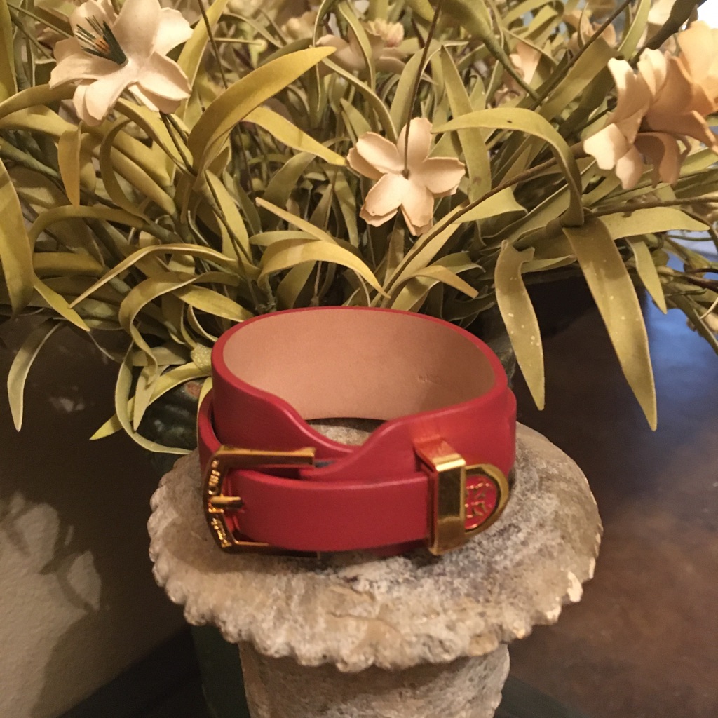 Red Leather Rustic Cuff
